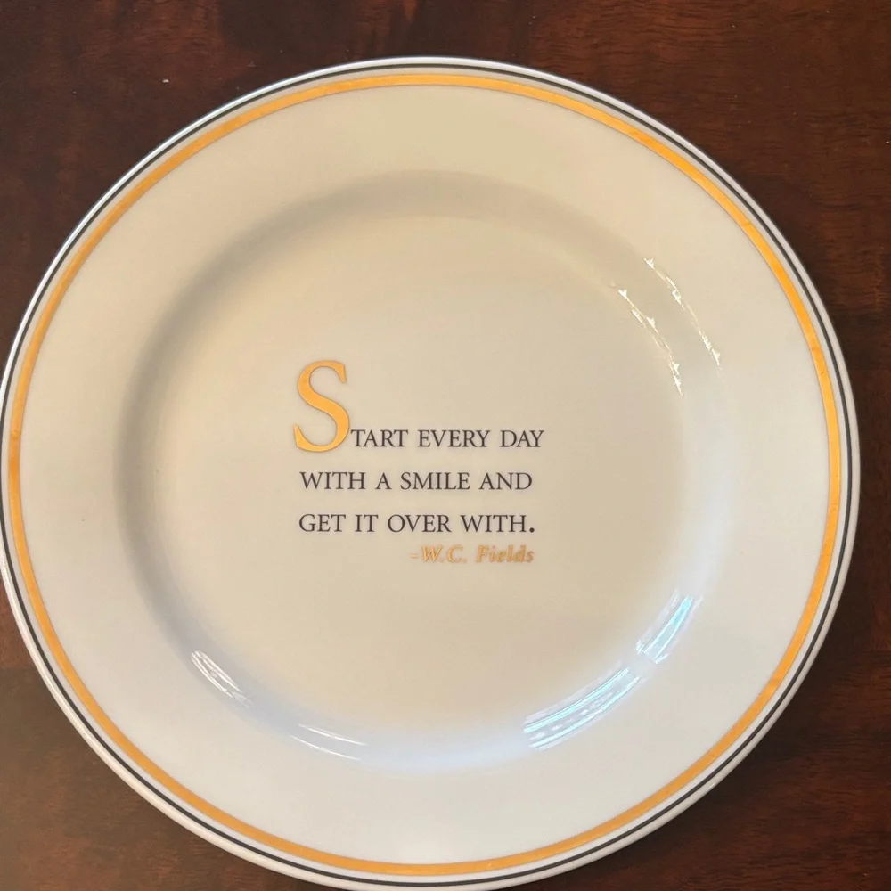Restoration Hardware White and Gold Quote Accent Dessert Plates - Set of 4